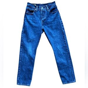 Levis - 501 Original Cropped Jeans - Medium Wash - Blank Red Tab - Waist 24